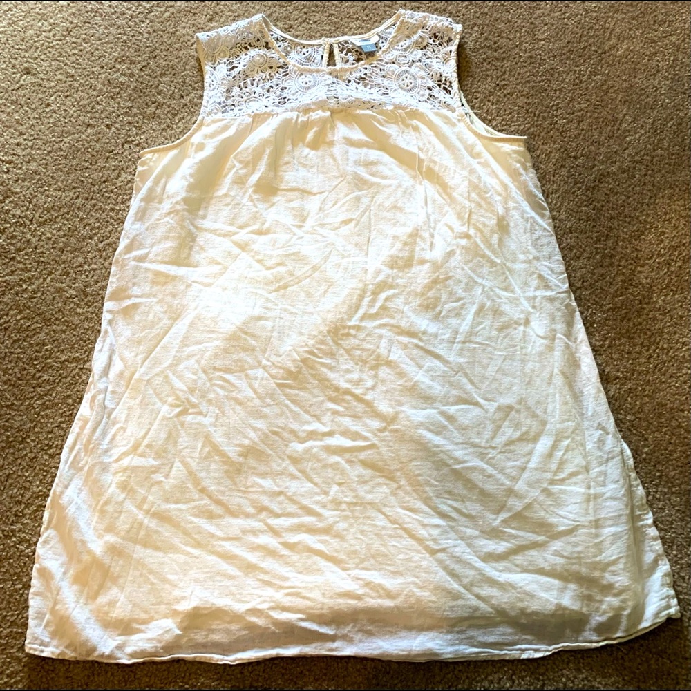 OLD NAVY Ivory Sleeveless Embroidered Top Dress XL